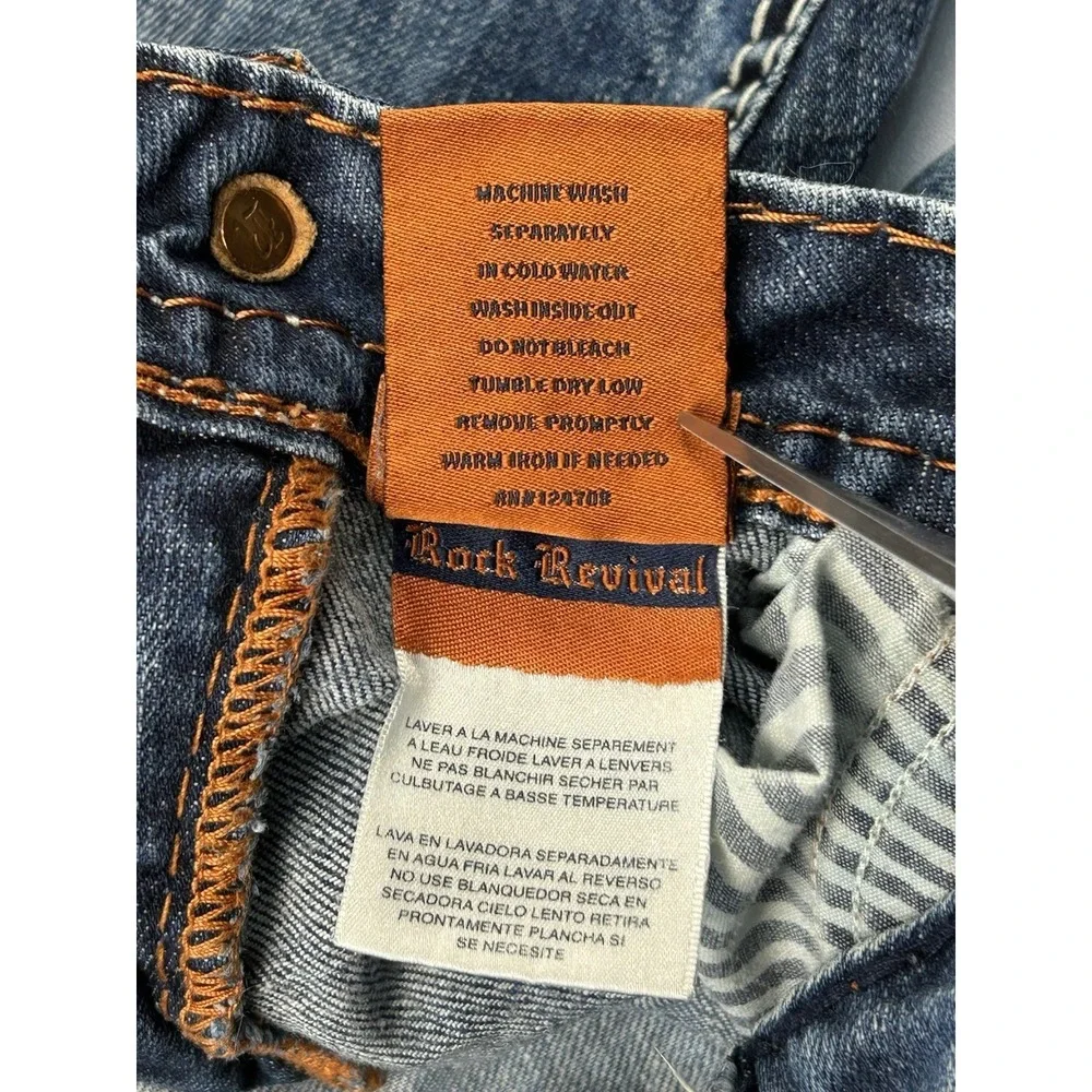 Rock Revival Elaina Bootcut‎ Jeans Size 28 Y2K Distressed Thick Stitch Flap